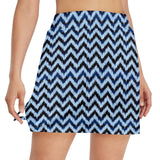 chevron blue print 3 Women's Golf Skirt with Pockets (Model D64) - Objet D'Art