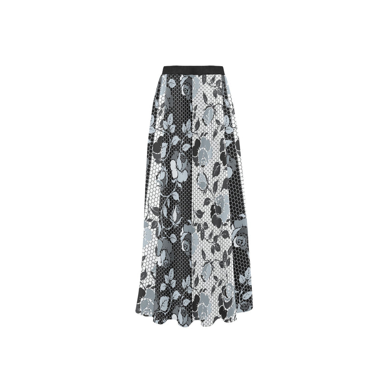 selenium gray print 4 High Slit Long Beach Dress (Model S40) - Objet D'Art