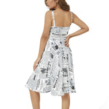 Women's Suffrage Commemorative Sleeveless Square Neck Flare Hem Midi Dress - Objet D'Art