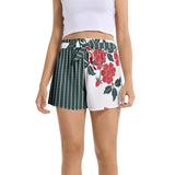 Floral Pinstripe Women's Belted Short - Objet D'Art