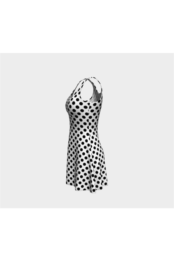 White & Black Polkadot Flare Dress - Objet D'Art