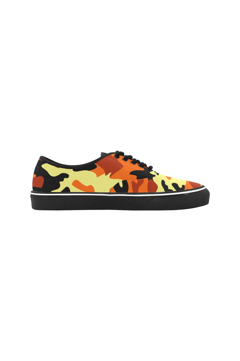 Fall Camouflage Classic Women's Canvas Low Top Shoes (Model E001-4) - Objet D'Art