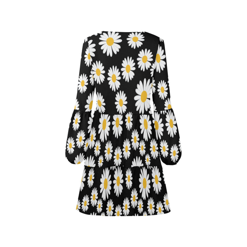 daisies at midnight V-Neck Loose Fit Dress (Model D62) - Objet D'Art