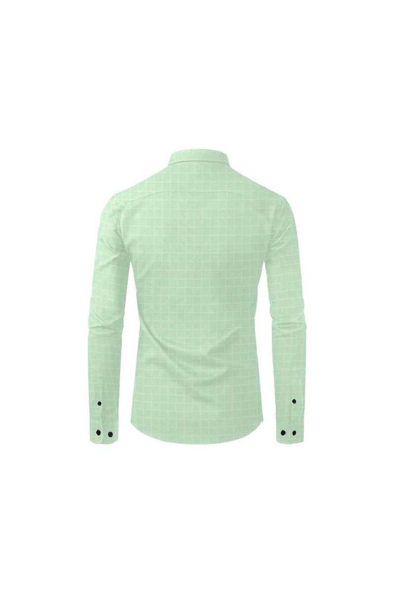 Lime Lattice Men's All Over Print Casual Dress Shirt - Objet D'Art