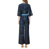 Ink Pool Dolman Sleeve Belted Wide Leg Jumpsuit - Objet D'Art