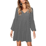 striped geo print 5C V-Neck Loose Fit Dress (Model D62) - Objet D'Art