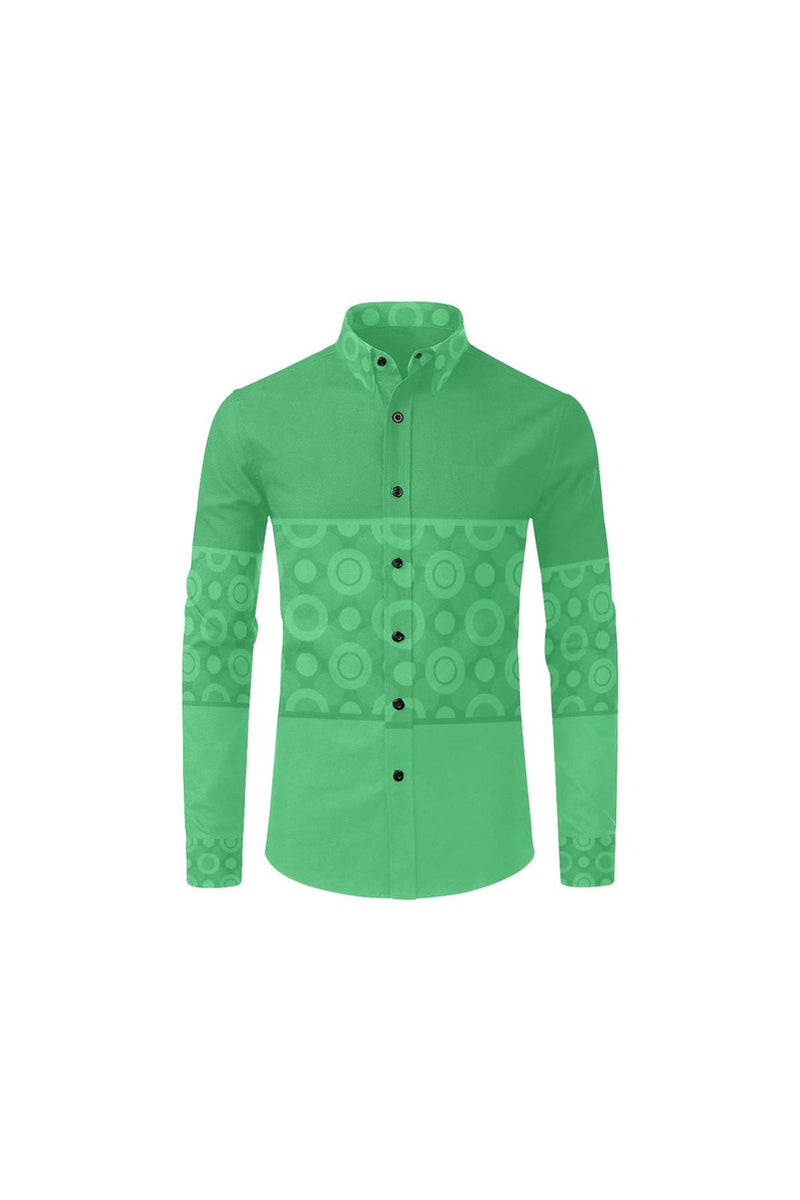 Effervescent Green Men's All Over Print Casual Dress Shirt - Objet D'Art Online Retail Store