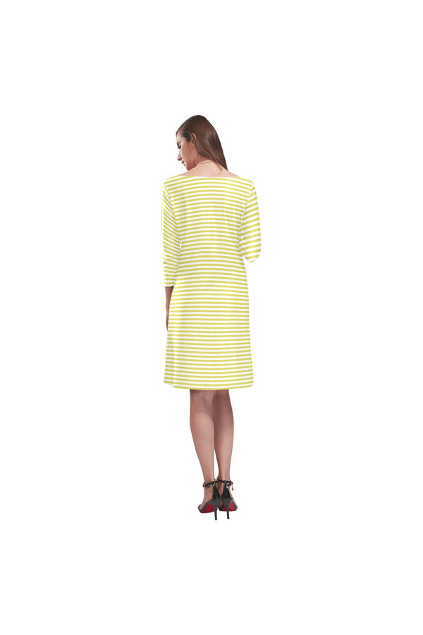 Yellow Striped Rhea Loose Round Neck Dress - Objet D'Art