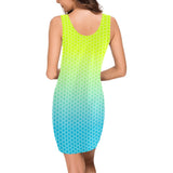 neon blue hex ombre print 4 Medea Vest Dress (Model D06) - Objet D'Art