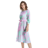 Boat Neck Belted Flared Dress - Objet D'Art