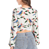Women's Deep V-Neck Lantern Sleeve Crop Top - Objet D'Art