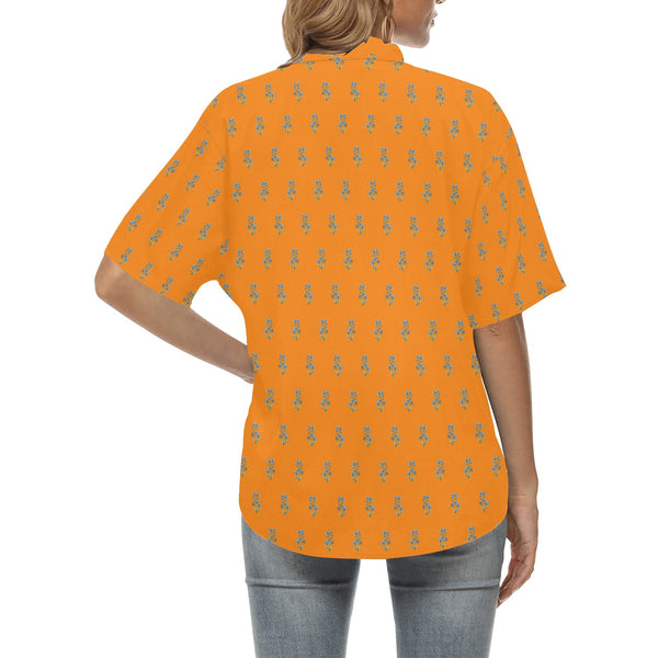 turmer wildflower print All Over Print Hawaiian Shirt for Women (Model T58) - Objet D'Art