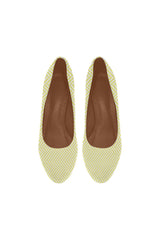 Yellow & White Herringbone Women's High Heels (Model 044) - Objet D'Art