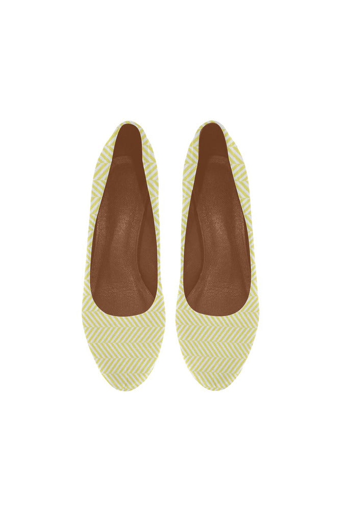 Yellow & White Herringbone Women's High Heels (Model 044) - Objet D'Art