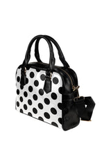 White & Black Polkadots Shoulder Handbag (Model 1634) - Objet D'Art