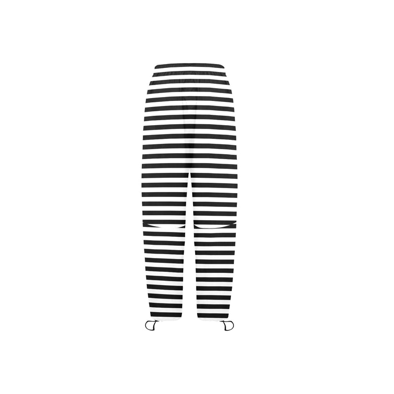 bw thin striped print 3 Women's Quick Dry Cargo Sweatpants (Model L65) - Objet D'Art