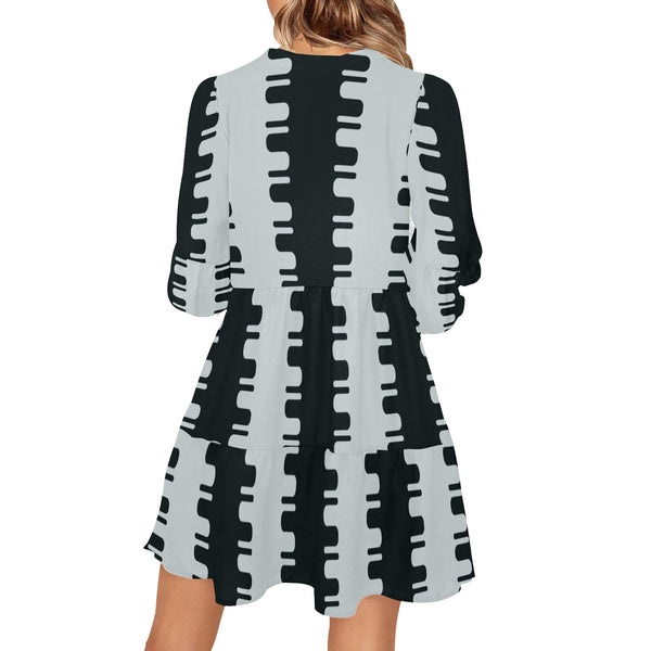 Groovy V-Neck Loose Fit Dress (Model D62) - Objet D'Art