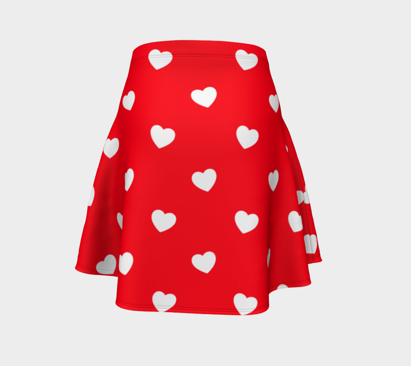 Classic Heart Print Flare Skirt - Objet D'Art