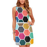 hex color honeycomb 2 Eos Women's Sleeveless Dress (Model D01) - Objet D'Art