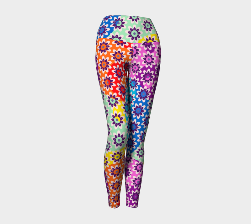 Yin Yang Daisies Yoga Leggings - Objet D'Art