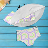 pastel curve print 2 Women's Ruffle Off Shoulder Bikini Swimsuit (Model S45) - Objet D'Art