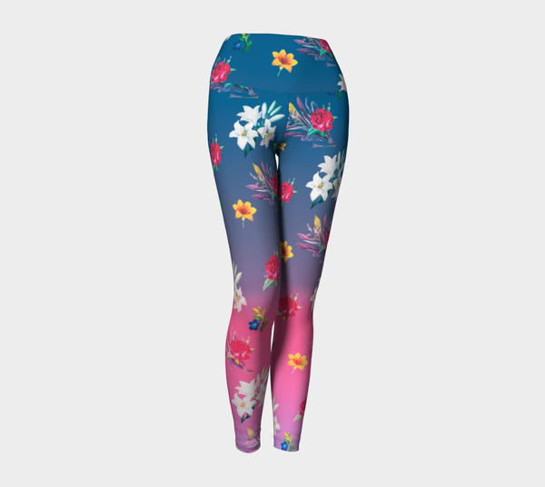 Floral Ombre Yoga Leggings - Objet D'Art