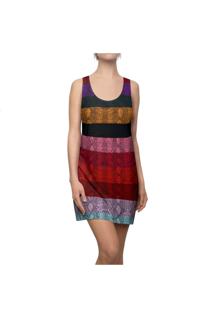 Multicolored Snakeskin Print Women's Racerback Dress - Objet D'Art