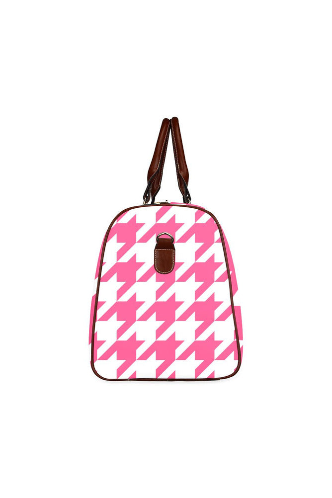 Pink Houndstooth Waterproof Travel Bag/Large - Objet D'Art