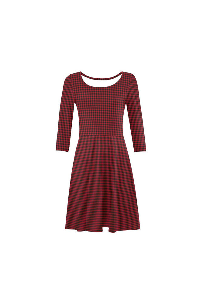 Red & Black Checkered 3/4 Sleeve Swing/Sundress - Objet D'Art