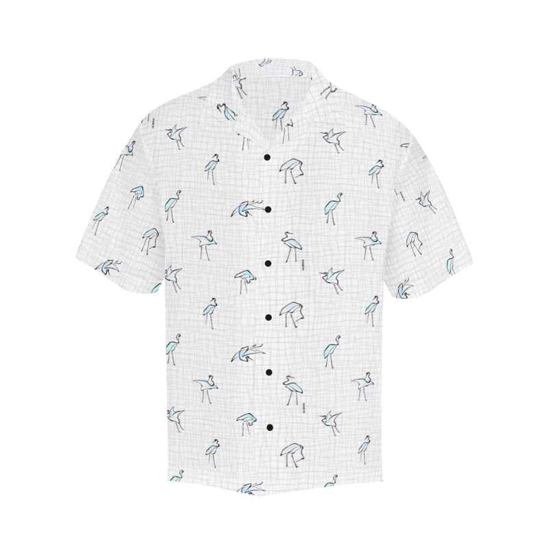 crane 4 wavy grid hokusai print Hawaiian Shirt (Model T58) - Objet D'Art