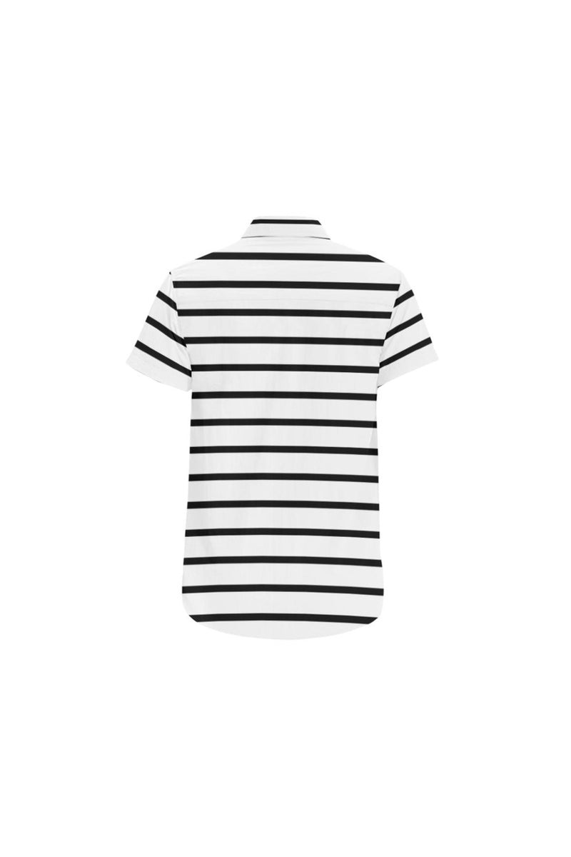 Horizontal Stripe Men's All Over Print Short Sleeve Shirt - Objet D'Art Online Retail Store