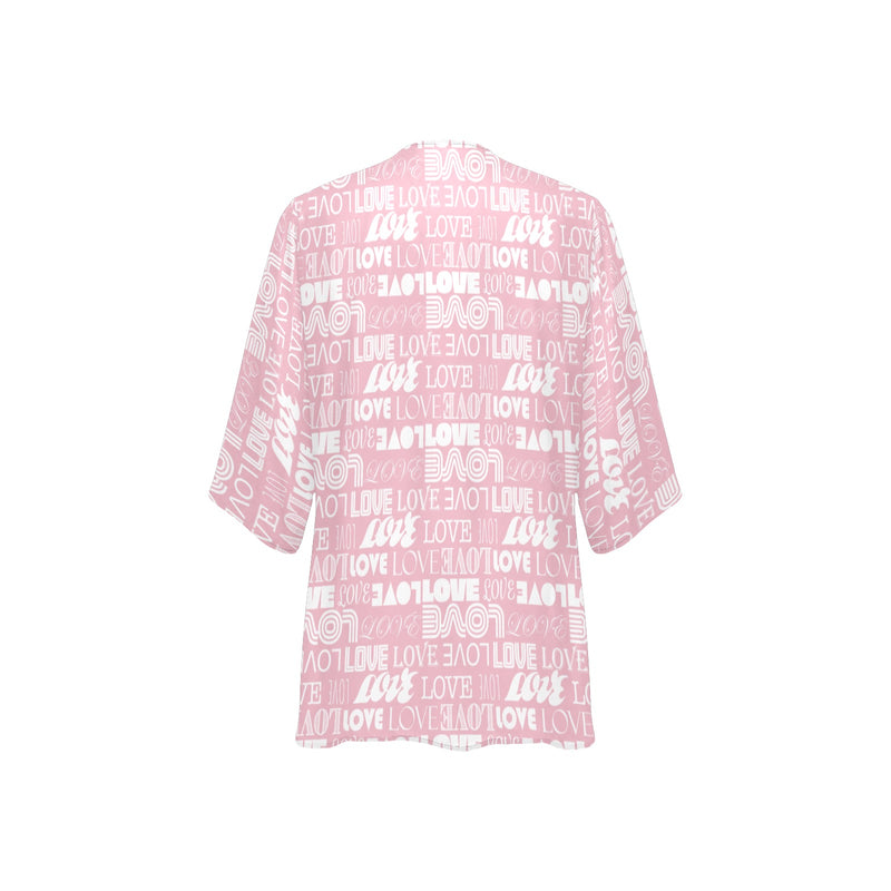 love print 9k Women's Kimono Chiffon Cover Up (Model H51) - Objet D'Art