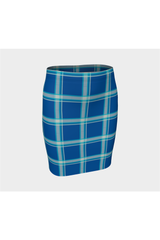 Tranquil Blue Plaid Fitted Skirt - Objet D'Art