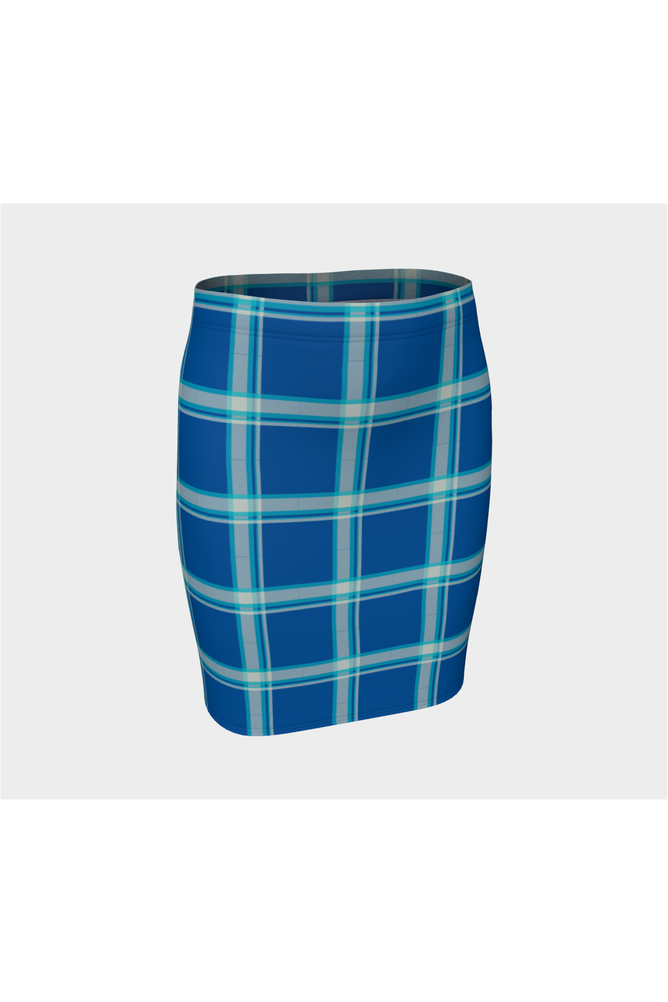 Tranquil Blue Plaid Fitted Skirt - Objet D'Art