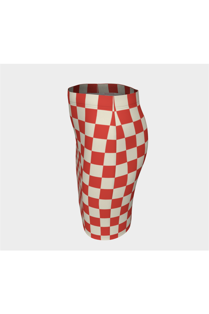 Coral Orange Checker Fitted Skirt - Objet D'Art