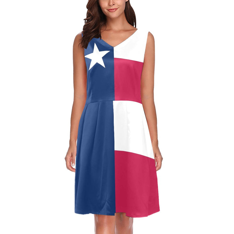 Texas Lone Star Chryseis Sleeveless Pleated Dress(Model D07) - Objet D'Art
