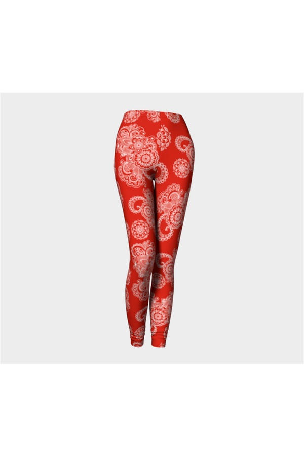 Red Paisley Premium Leggings - Objet D'Art