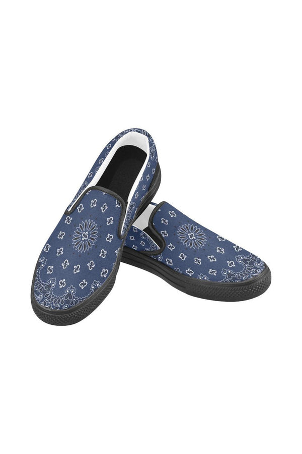 Blue Bandana Men's Slip-on Canvas Shoes (Model 019) - Objet D'Art