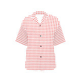 red hot hearts print All Over Print Hawaiian Shirt for Women (Model T58) - Objet D'Art