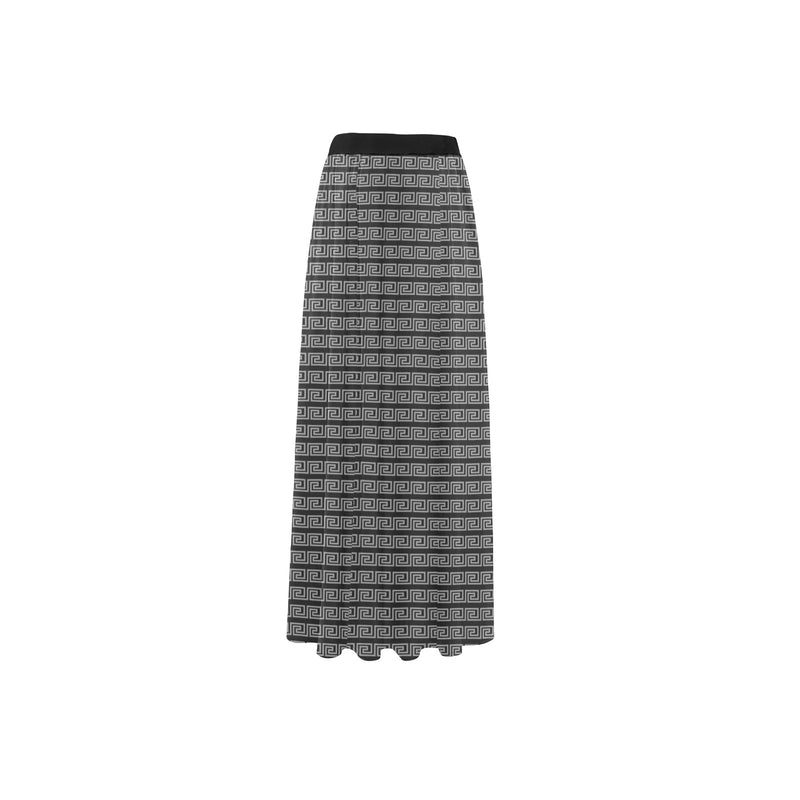 GRAY GREEK PRINT 2 High Slit Long Beach Dress (Model S40) - Objet D'Art
