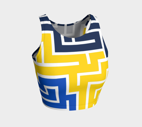 Ukrainian Puzzle Athletic Crop Top - Objet D'Art