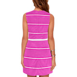 fuchsia and pink micro stripe print 6AB Eos Women's Sleeveless Dress (Model D01) - Objet D'Art