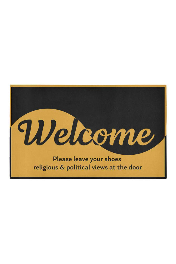 Welcome: No shoes, religion, or politics Azalea Doormat 30" x 18" - Objet D'Art