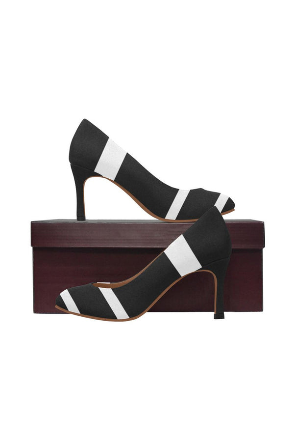 black & white stripe Women's High Heels (Model 048) - Objet D'Art