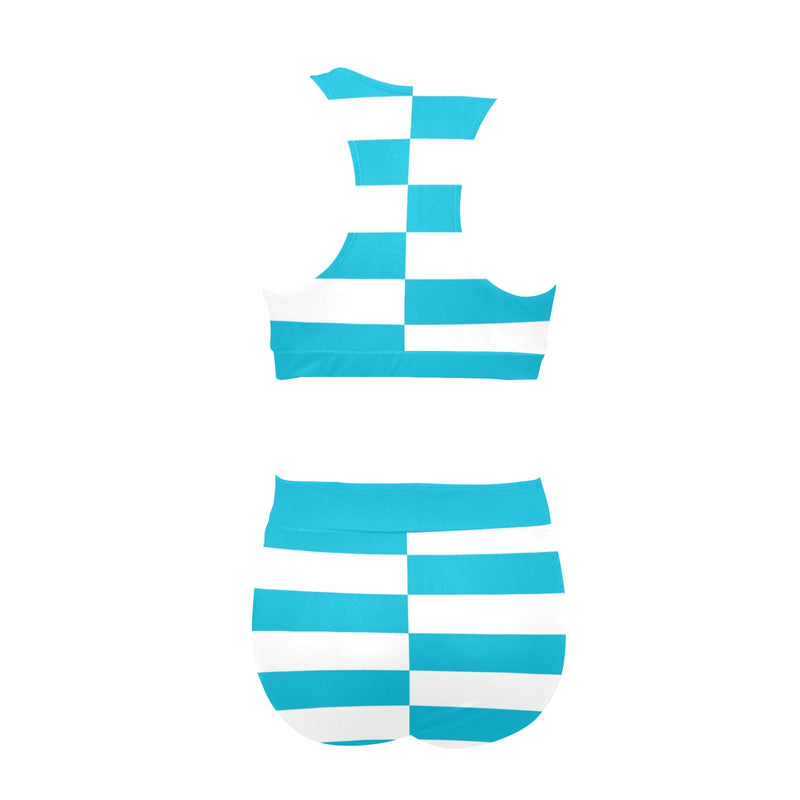 light blue solid print 2C Crop Top Bikini Set (Model S21) - Objet D'Art