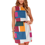 flor color prnt yoga_leggings_template-Recovered-Recovered copy Eos Women's Sleeveless Dress (Model D01) - Objet D'Art