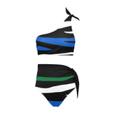 black solid print skirt High Waisted One Shoulder Bikini Set (Model S16) - Objet D'Art