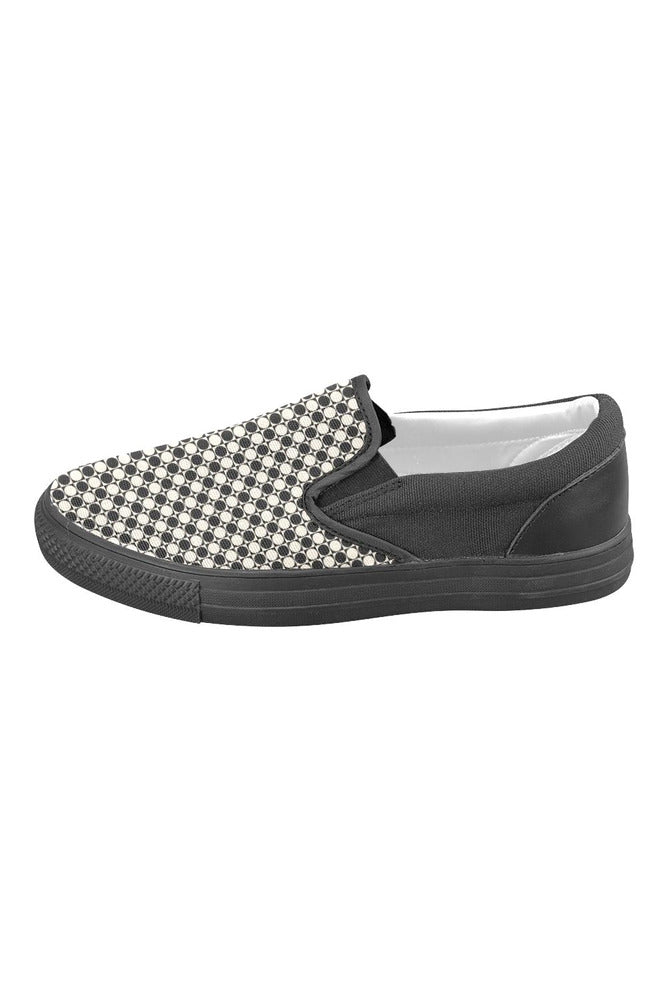 Circle in Squares Men's Slip-on Canvas Shoes (Model 019) - Objet D'Art