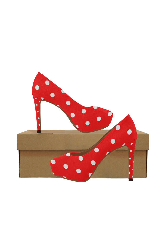 Red Polka Dot Women's High Heels - Objet D'Art