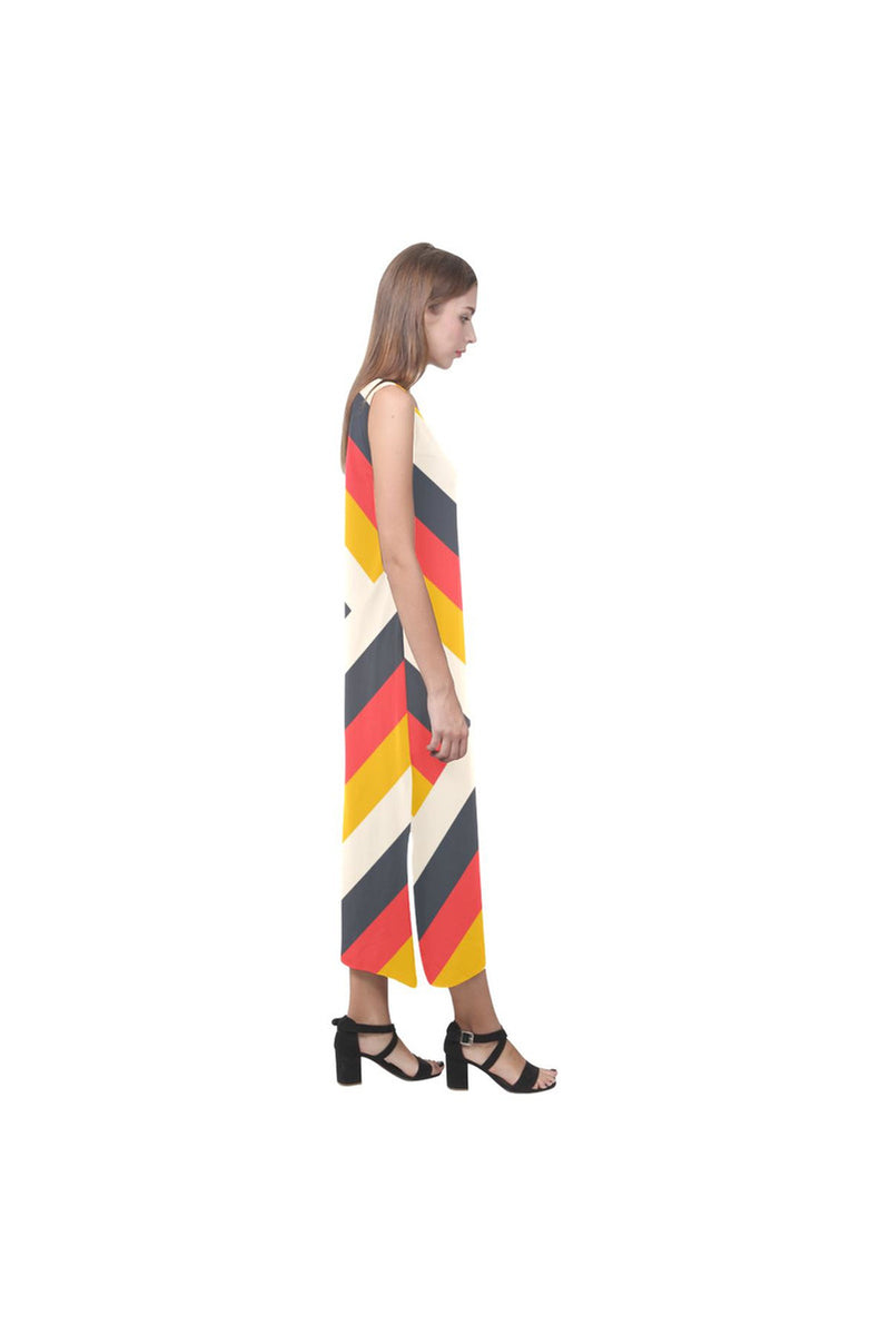 Midwestern Biased Stripes Phaedra Sleeveless Open Fork Long Dress - Objet D'Art Online Retail Store